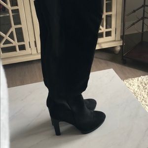 Black over the knee wide calf boots